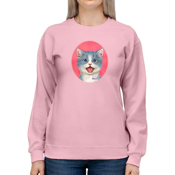 Surprised Kitten. Sweatshirt Women -Kayomi Harai Designs, Female XX-Large