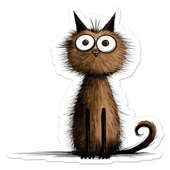 Surprised Scared Cat Sticker Indoor Outdoor Phone Decal Water Bottle ...