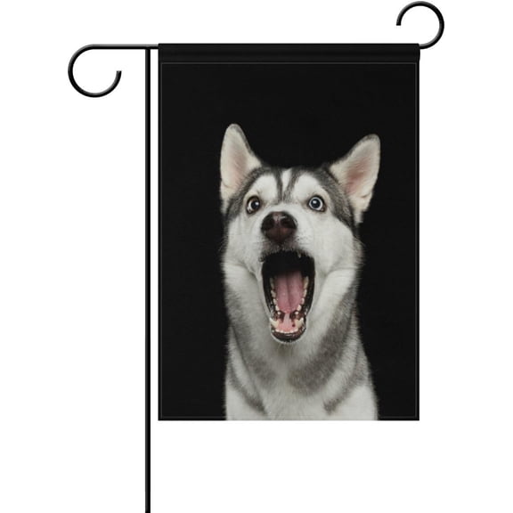 Surprised Siberian Husky Dog Decorative Double Sided Garden Flag 12 x 18 inch