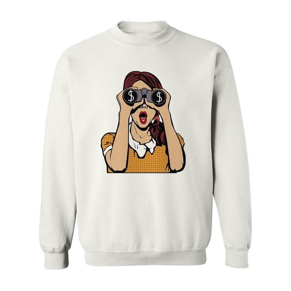 Surprised Woman With  Binoculars Sweatshirt Women -Image by Shutterstock, Female 5X-Large