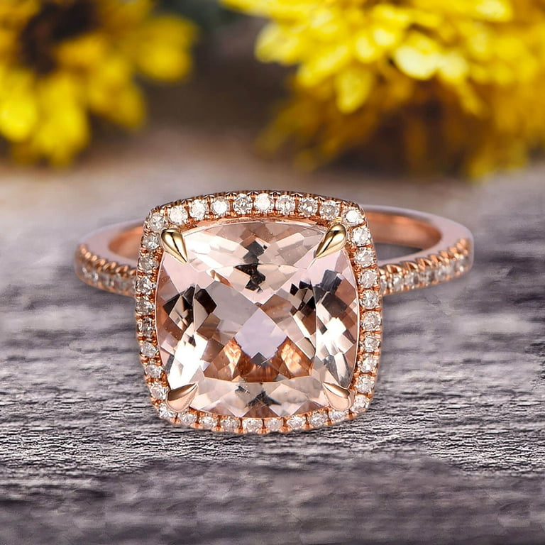 Surprisingly Morganite Engagement Ring Carat Cushion Cut Halo