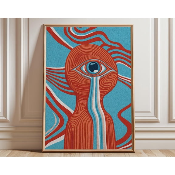 Surreal Abstract Eye Line Art Wall Art Print, Unframed Paper Poster 11x14in