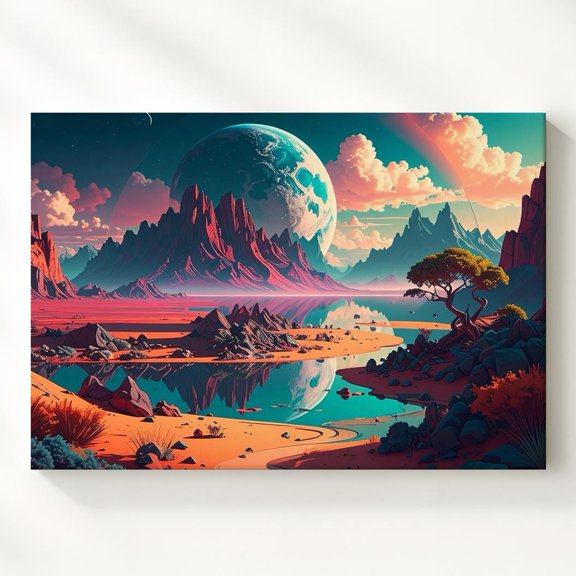 Surreal Alien Landscape Wall Art Print, Fantasy Decor