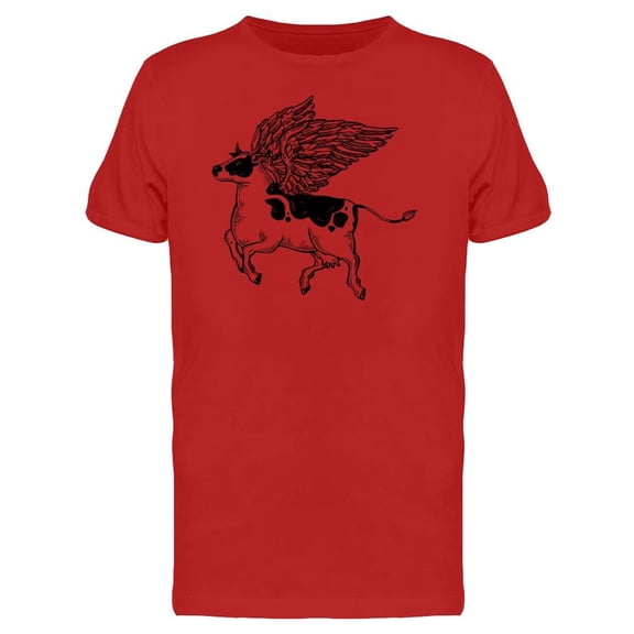 Surreal Art Fantasy Flying Cow T-Shirt Men -Image by Shutterstock, Male Medium