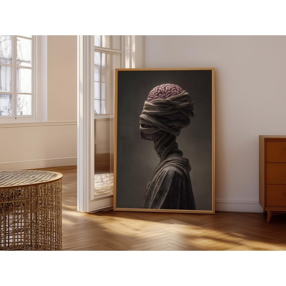 Surreal Brain Sculpture Unique Modern Wall Decor Home Office Thought Provoking Conceptual