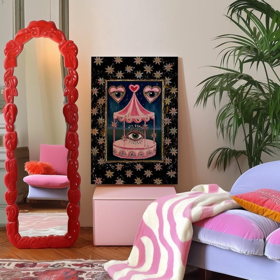 Surreal Carousel Eye Print, Whimsical Gothic Wall Art, Unframed Paper Poster 8x10in
