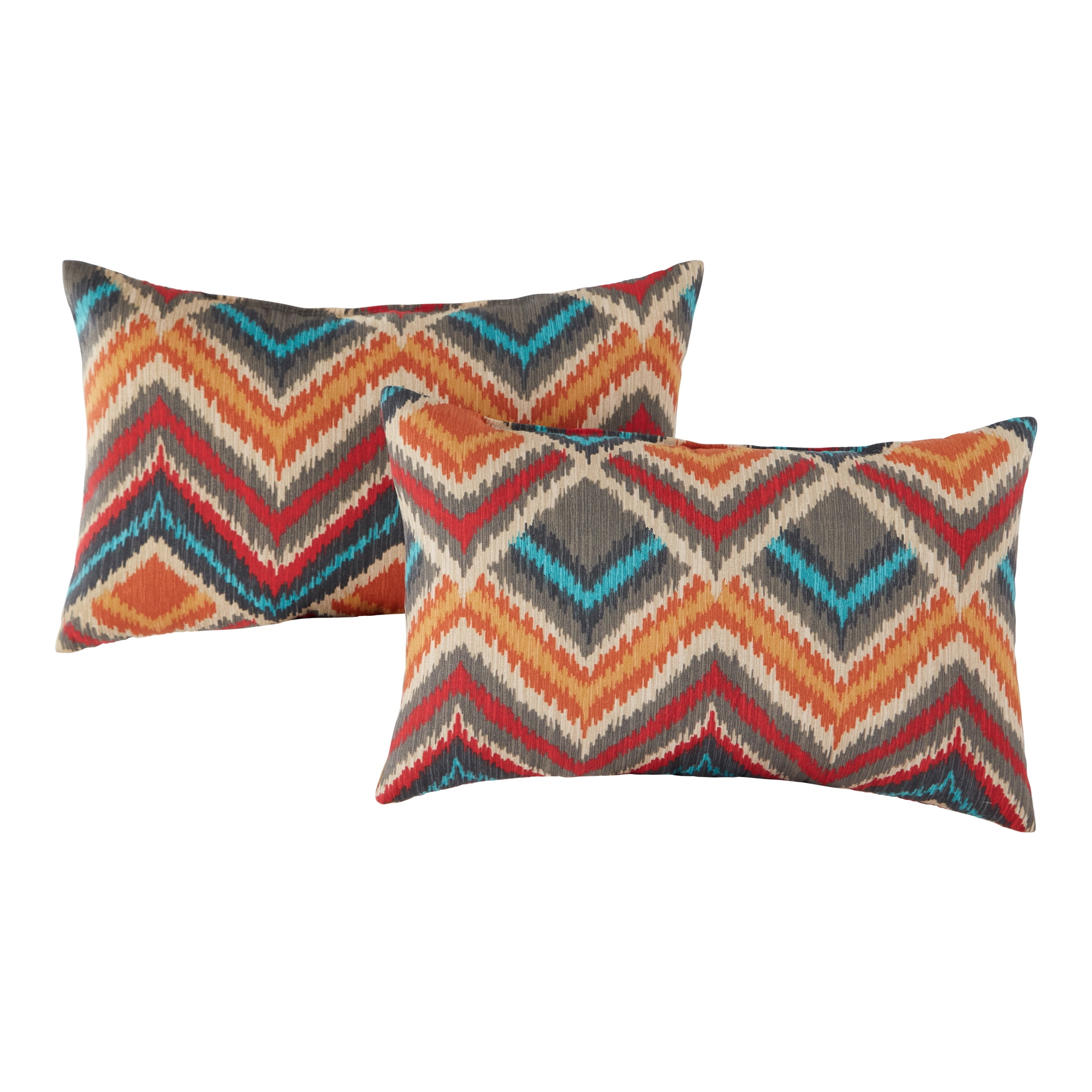 Surreal Chevron Multicolor Outdoor Rectangle Throw Pillow Set