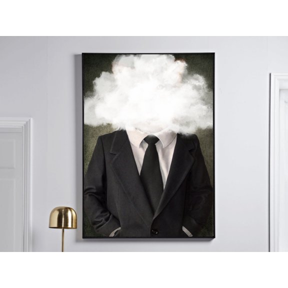 Surreal Cloud Print · Man In Suit Wall Art · Abstract Art Print · Surreal Wall Art · Maximalist Decor · Apartment Decor Wall Art, Modern Wall Decor, 12x18 UNFRAMED