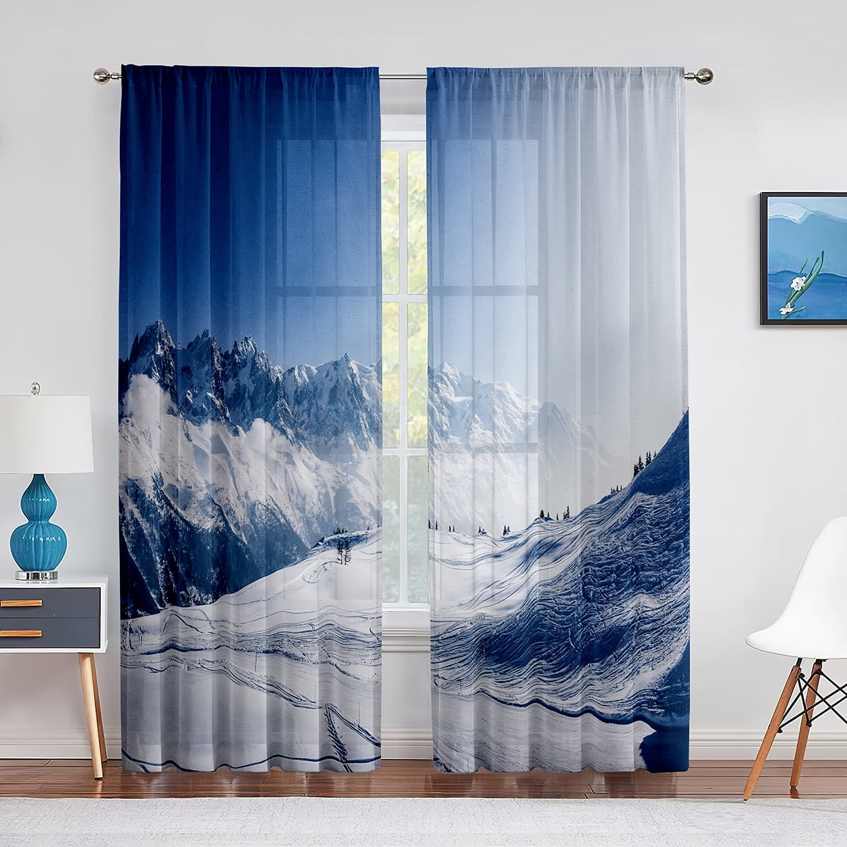 Surreal Cold Season Scenery High Snow Mountain Peaks Sheer Voile ...