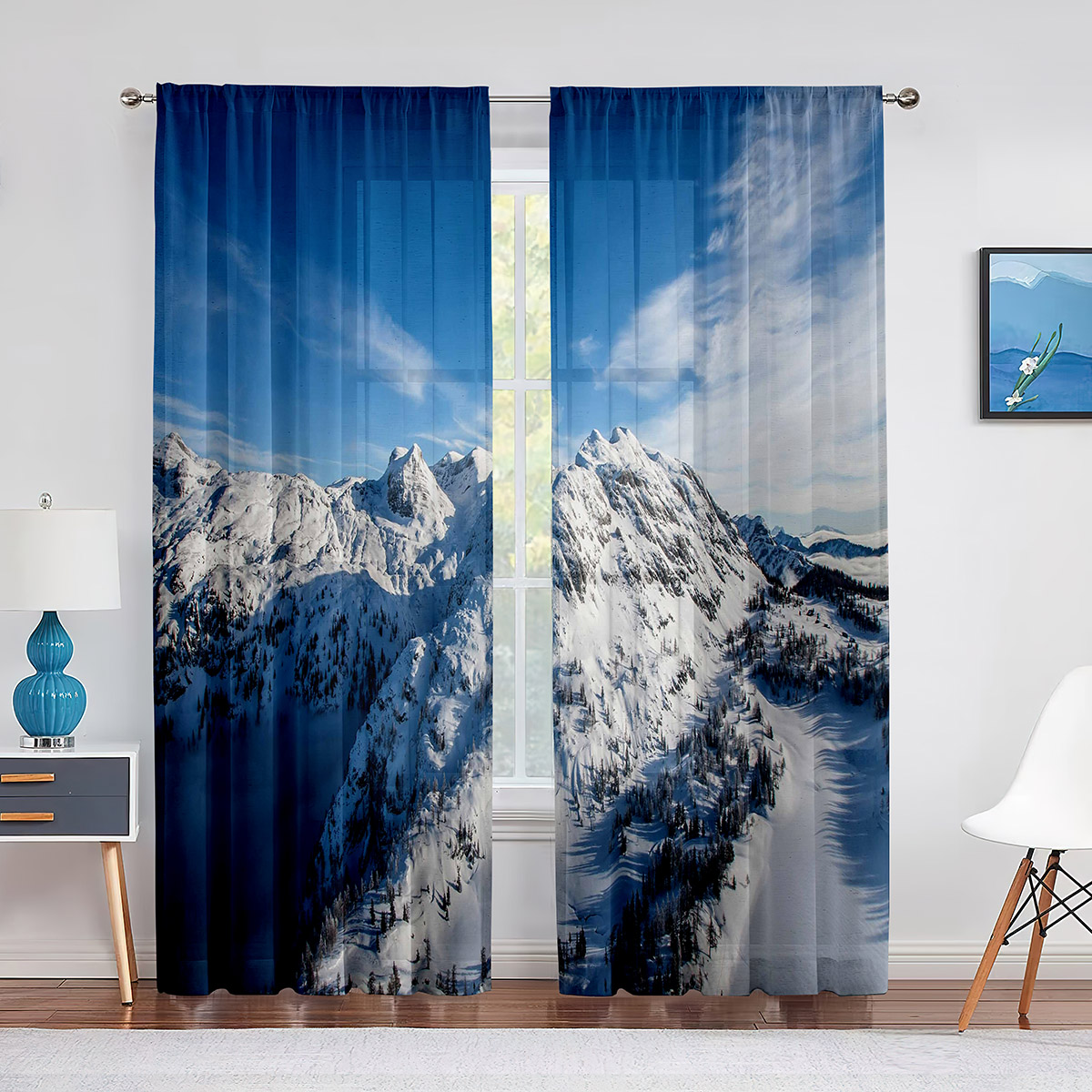 3D Snowy Mountains 797 Curtains Drapes