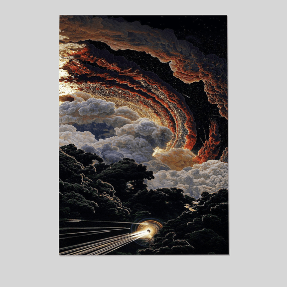 Surreal Cosmic Phenomenon Poster, Deep Space Nebula Wall Art, Galaxy Landscape Canvas Full Size 24''x36'' The Golden Shop