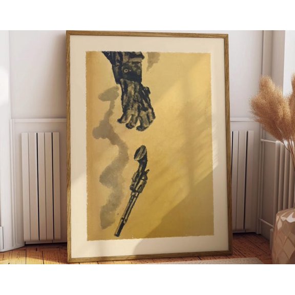 Surreal Cowboy Hand Wall Art Print, Unframed Paper Poster 8x10in