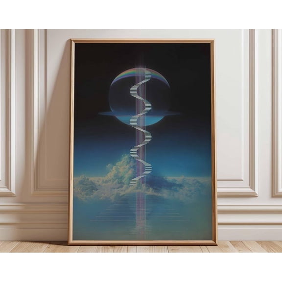 Surreal DNA Sky Wall Art, Unframed Paper Poster 8x10in
