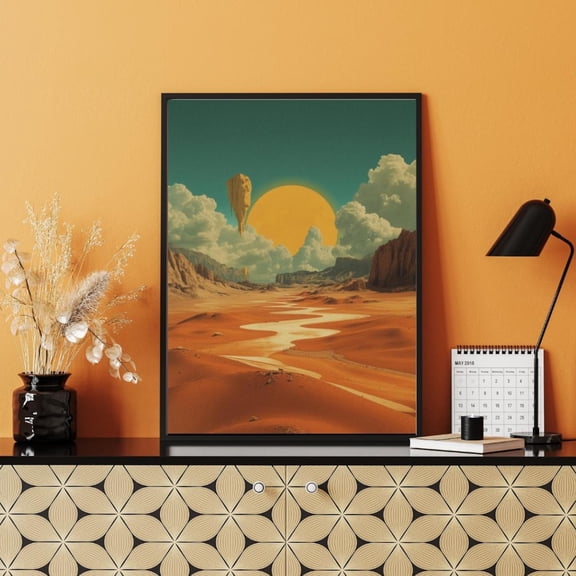 Surreal Desert Landscape Poster Modern Nature Wall Art, Unframed Poster