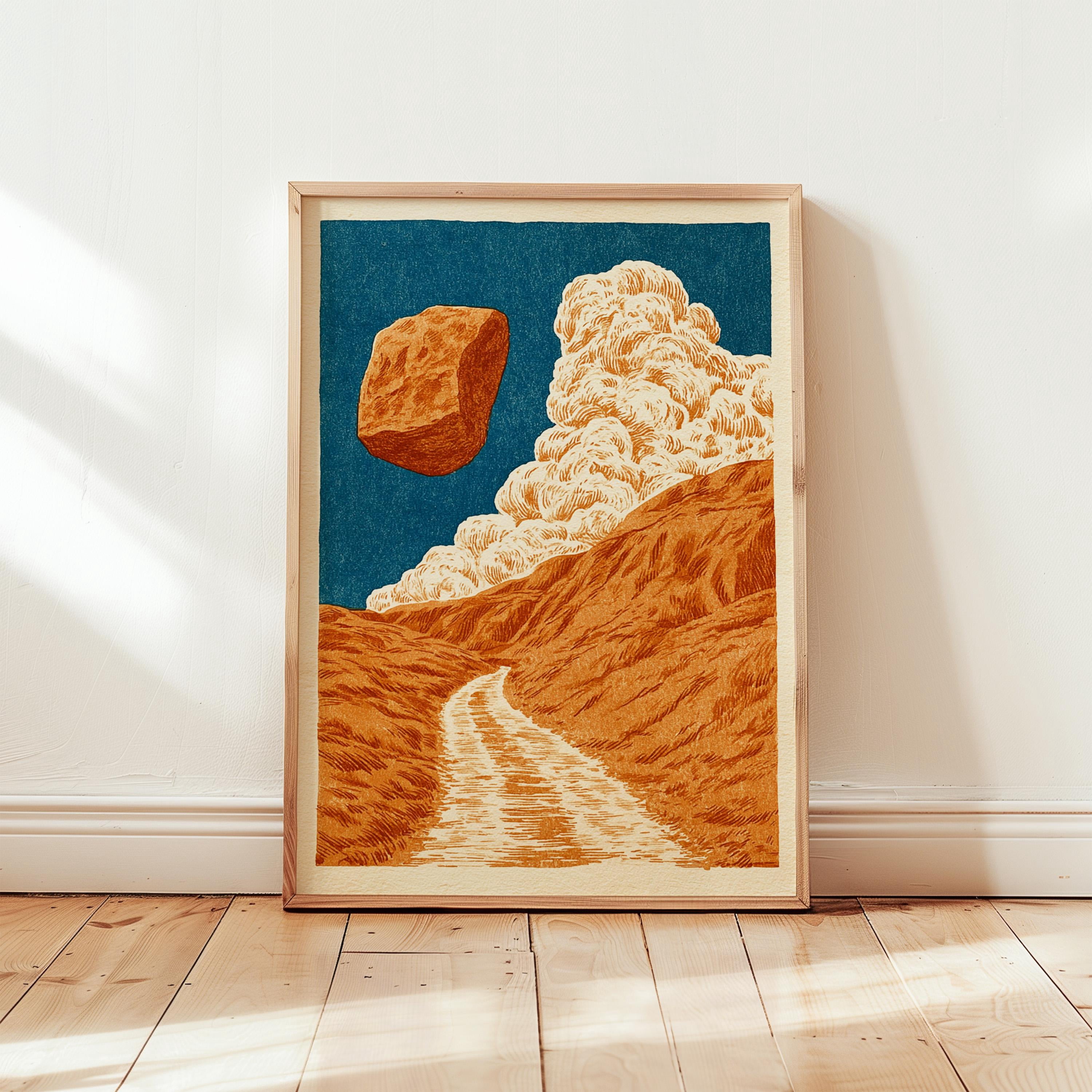 Bee Decorative Paper Surreal Desert Poster Floating Rock Print Paper Wall Art Home Decor ...