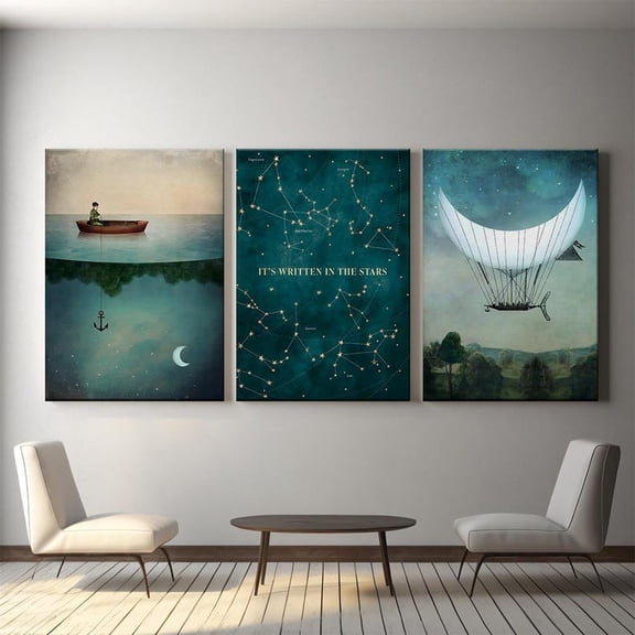 Surreal Dreamscape, Cosmic Sky, Constellation Map & Fantasy Voyage Posters, Mystical Home Décor Gift Printed Poster, Poster Only