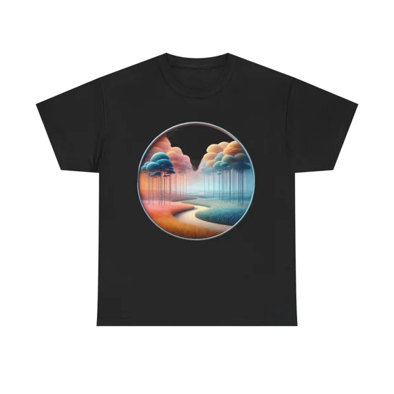 Surreal Dreamscape Fantasy Colorful Mystic Forest Design Unisex T-Shirt, up to Size 5XL