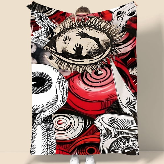 Surreal Eye Art Tapestry 70.07 x 90.55 Inches Red Black Abstract Wall Hanging for Bedroom Gaming Room Dorm Decor