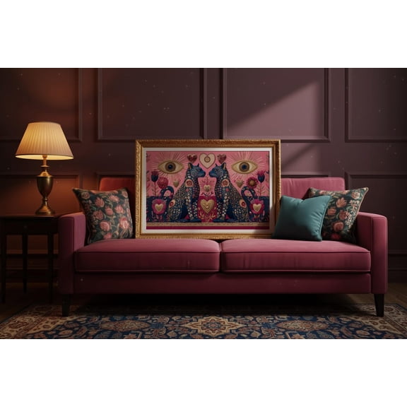 Surreal Eye Heart Psychedelic Folk Art, Unframed Paper Poster 8x10in