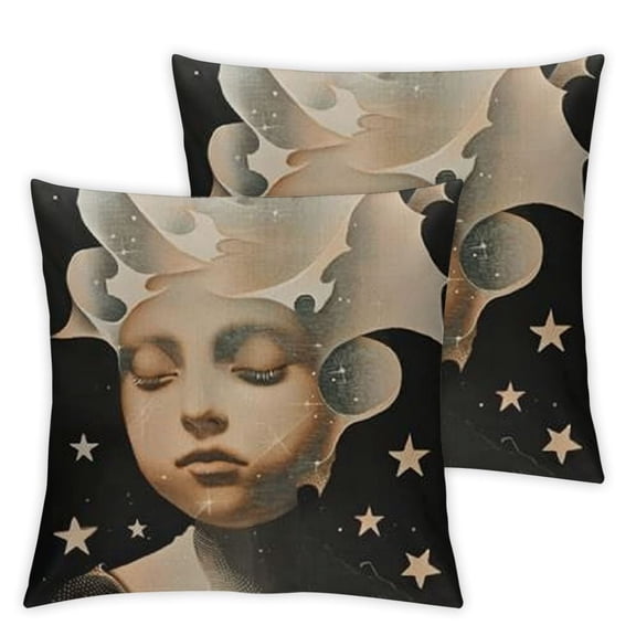Surreal Face Fireflies Composition Canvas Wall Art, Design by Matheus Lopes Castro