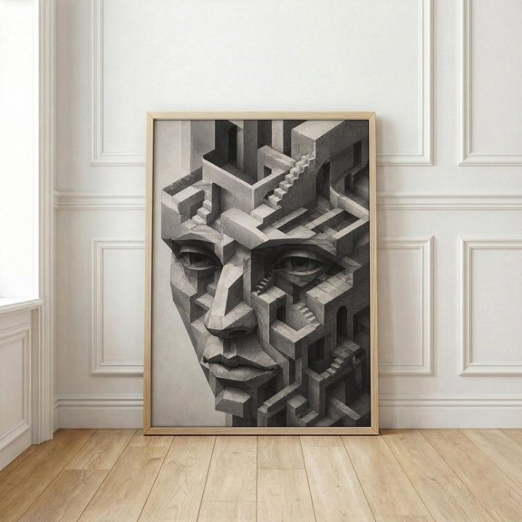 Surreal Face Wall Art Impossible Architecture Portrait Print Dark Academia Decor