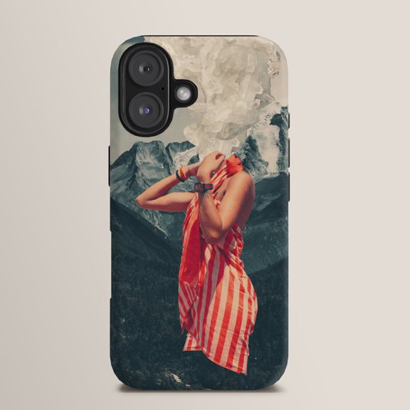 Surreal Faceless Woman, Clouds and Mountains Tough Case for Apple iPhone Series, Polycarbonate and TPU