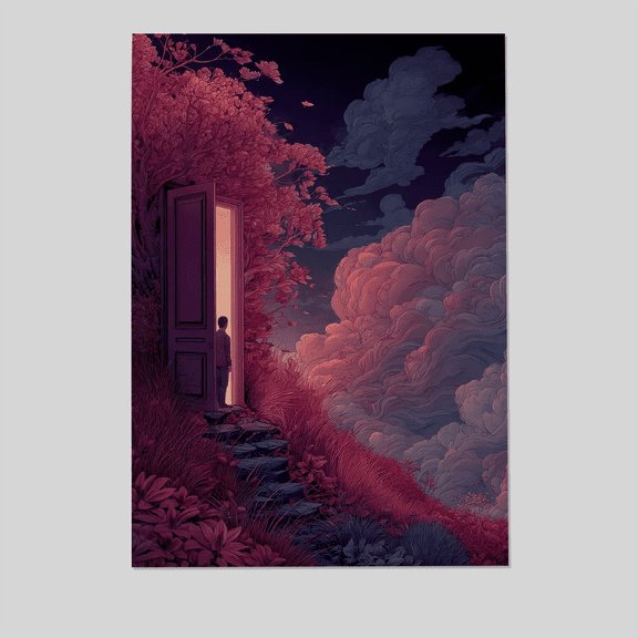 Surreal Fantasy Wall Art Poster, Dreamscape Portal Illustration Print, Mystical Modern Home Decor Full Size 24''x36'' The Golden Shop