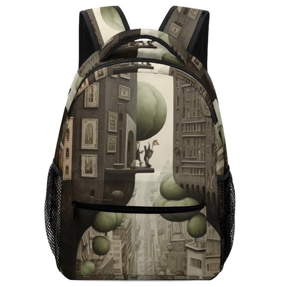 Floating City Skyline Oxford Backpack Waterproof Portable Outdoor Rucksack