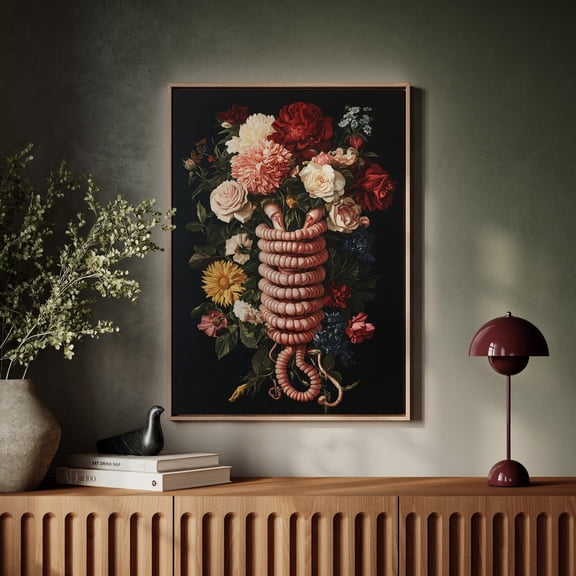 Surreal Floral Anatomy Art, Dark Botanical Decor, Macabre Intestines With Roses, Gothic Medical Unique Wall Print Wall Art, Modern Wall Decor, 8x12 UNFRAMED