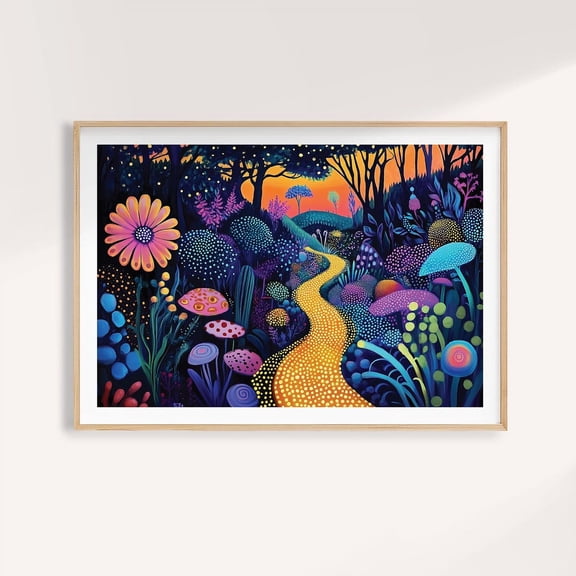 Surreal Forest Psychedelic Colorful Tree Landscape Poster Art Unframed Paper Print