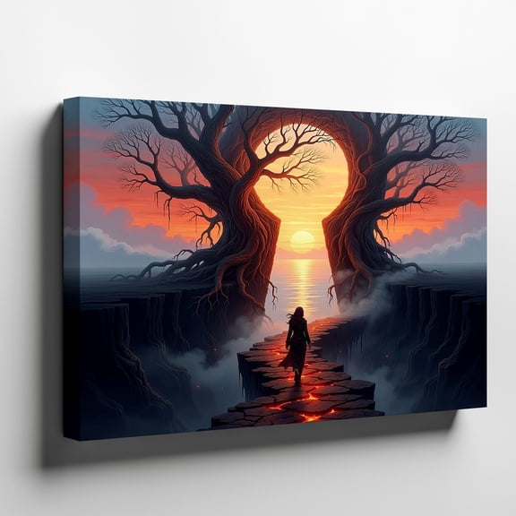 Surreal Forest Sunset Wall Art Print, Fantasy Decor