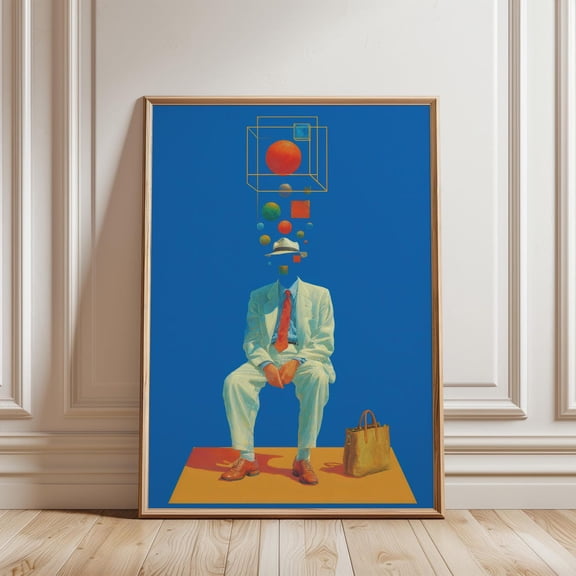 Surreal Geometric Man Conceptual Figure Modern Abstract Portrait Wall Art Print