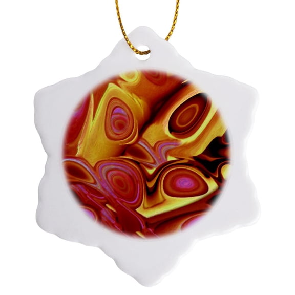 3drose, Surreal Gold and Pink Alien Rocket About to Shoot Off into Space, 3 inch Snowflake Porcelain Ornament