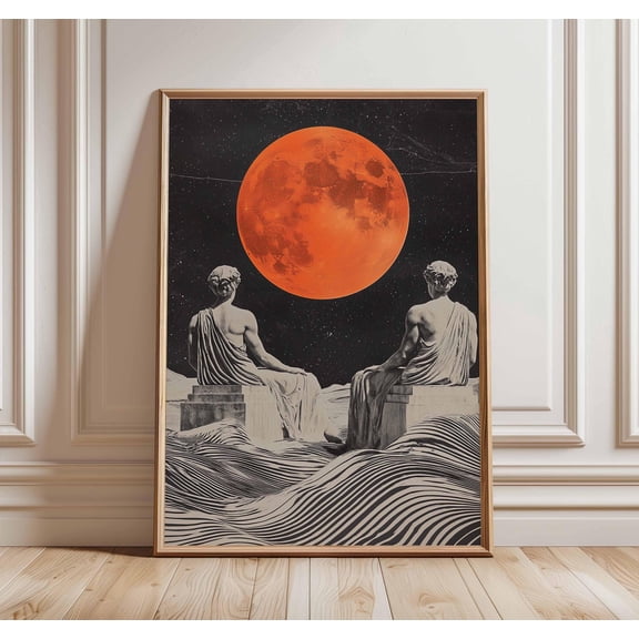 Surreal Greek Statue Poster, Retro Futurist Wall Art, Classical Decor, Modern Apartment Decor, Space Print, Modern Interiors, Sci-Fi Poster