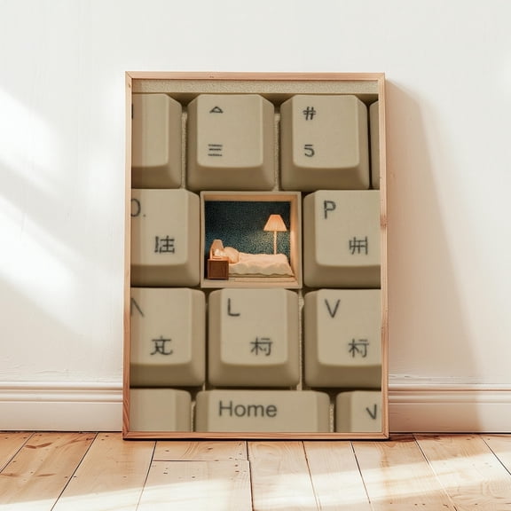 Surreal Keyboard Conceptual Minimalist Decor Wall Art