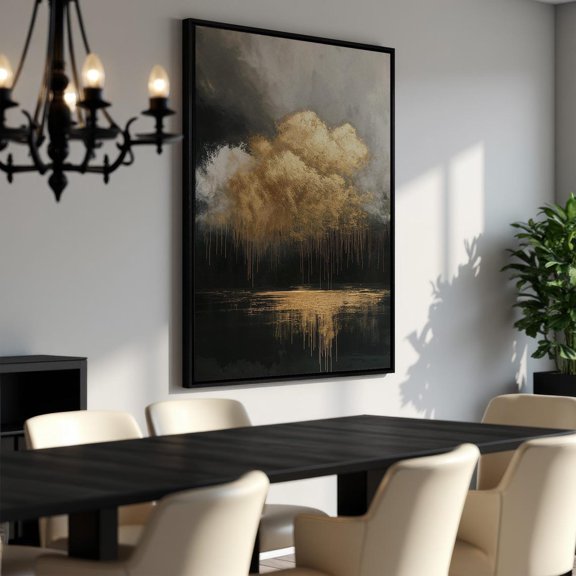 Surreal Landscapes Poster, Modern Abstract Sky Art, Wall Art, Golden Cloud Poster, Mystical Decor, Ready To Hang, Unframed Poster Size 24x36