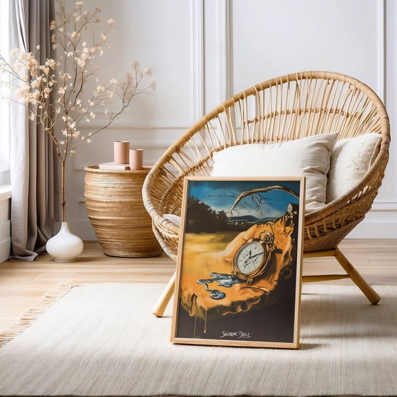 Surreal Melting Clock Style Wall Art, Unframed Canvas Size 8x12