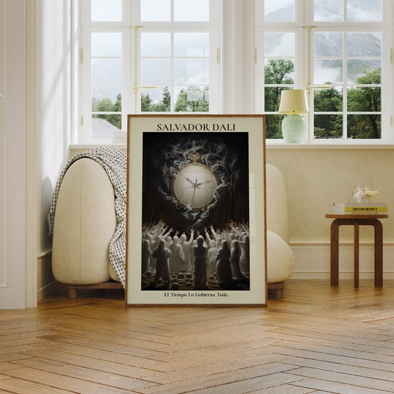 Surreal Melting Clock Time Theme Wall Art Unframed Paper Print