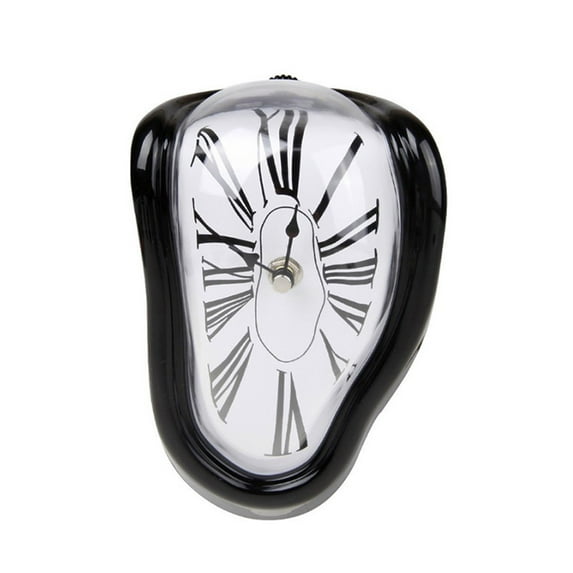 Surreal Melting Wall Clock Unique Dali Inspired Design Decorative Art Piece Silent Movement Black Frame