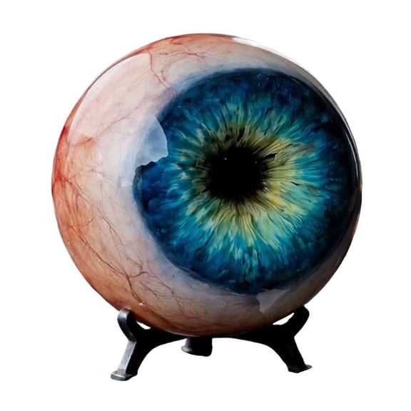 Surreal Monster Eye Resin Ornament, Robust 2.3-Inch Realistic Eyeball Decoration, Resilient Fantasy Horror Prop for Bookshelf & Desk, Spooky Gothic Home Decor, Green/Purple/Yellow/Blue