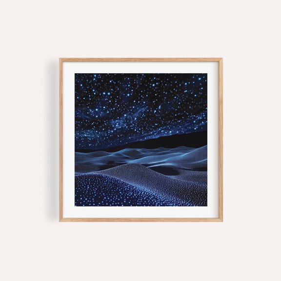Surreal Nightscape Cosmic Landscape Glowing Dots Poster Art, Unframed Poster