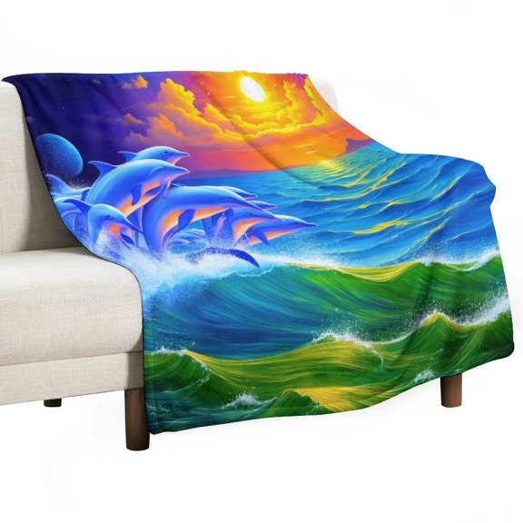 Surreal Ocean Sunset Blankets Bedroom Living Room Sofa Throw Blankets for Beds