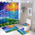thumbnail image 1 of Surreal Ocean Sunset Shower Curtain Sets Non-Slip Rugs Bath Mat Toilet Cover U Shaped Mat 4 Pcs, 1 of 8