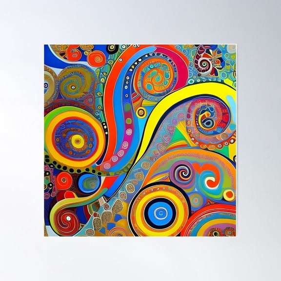 Surreal Octopus Geometrics Colourful Vibes Poster Wall Art, Modern Wall Decor For Living Room Bedroom, 24x24 UNFRAMED