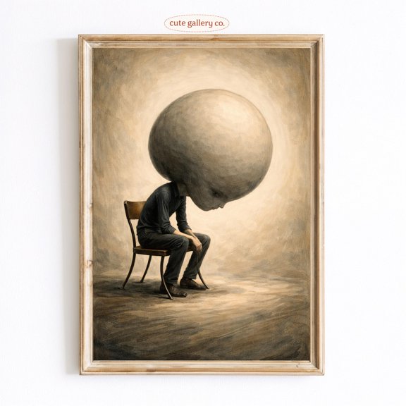 Surreal Sad Figure Character Wall Art Home Decor Unframed Paper Print