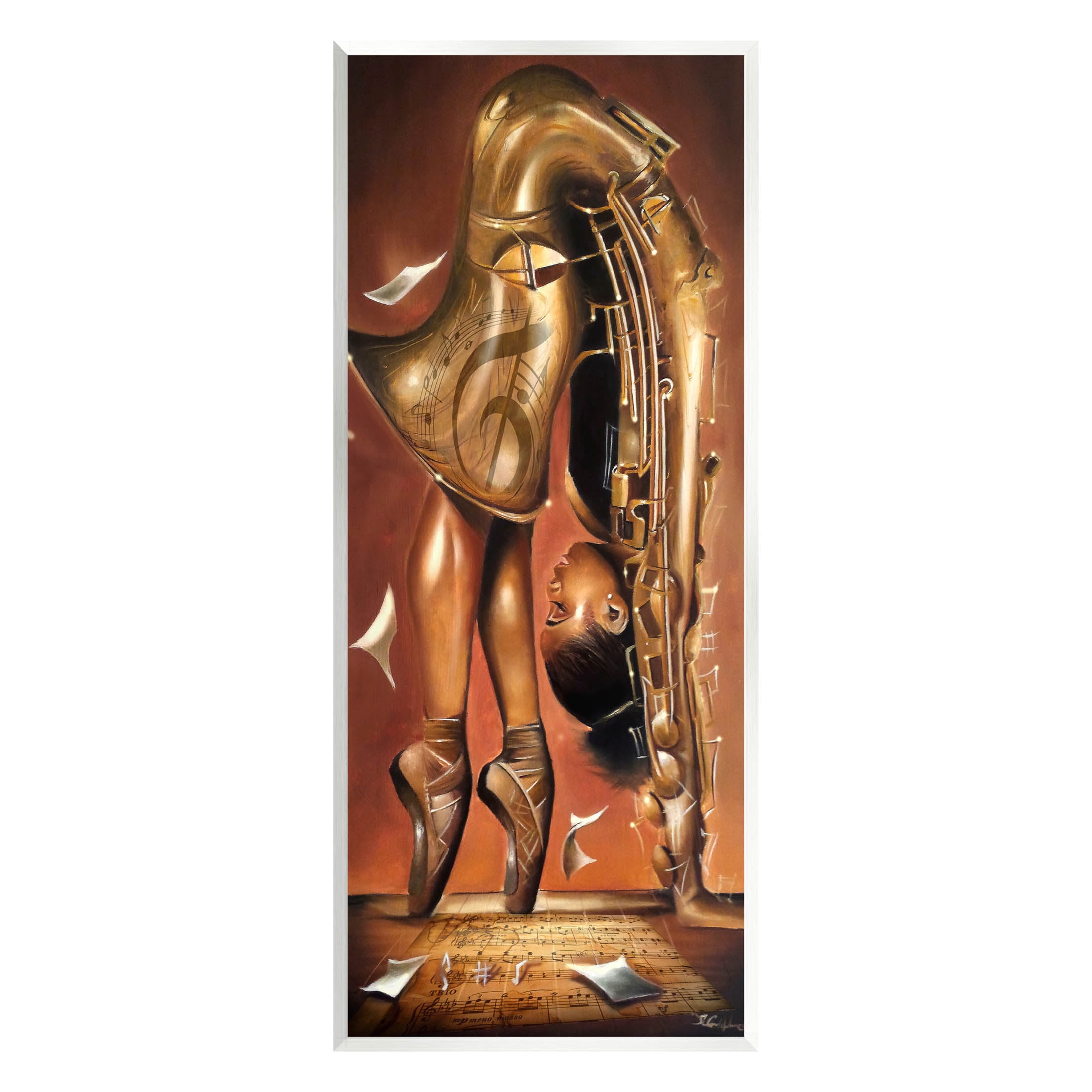 Surreal Saxophone Ballerina Composition Abstract Painting Unframed Art Print Wall Art