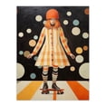 thumbnail image 1 of Surreal Skater Girl in Retro Skate Park Orange Black White Oil Painting Extra Large XL Wall Art Poster Print, 1 of 5