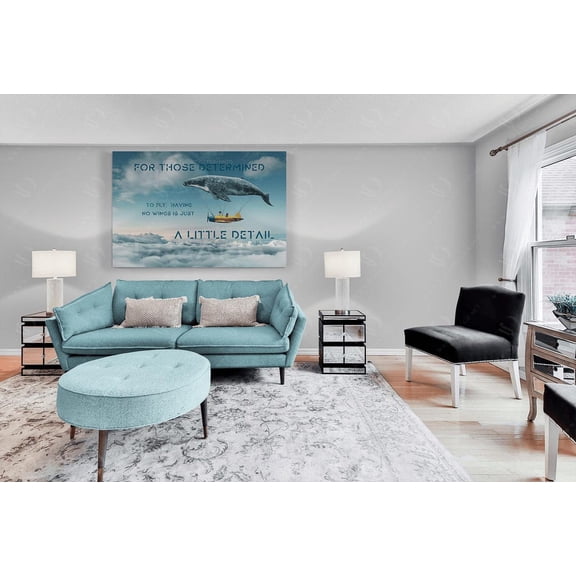Surreal Sky Whale Wall Art Print, Unframed Paper Poster 8x10in