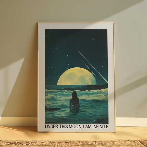 Surreal Space Wall Art, Moon Poster Print, Unframed Paper Poster 8x10in