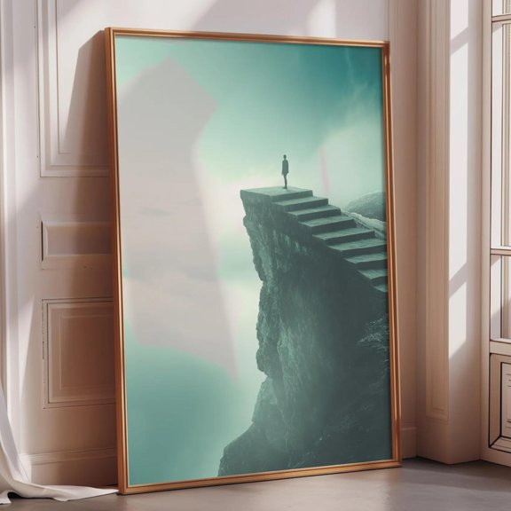Surreal Staircase Infinite Steps Life Choices Concept Minimalist Modern Office Poster Unframed Paper Print